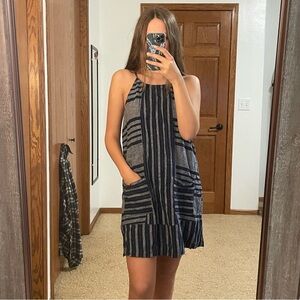 Blue Linen Shift Dress